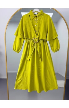 Lovie Moda Beli Lastikli Gold Toka Detaylı Tesettür Elbise Yağ Yeşili Yeşil Lovie Moda Beli Lastikli Gold Toka Detaylı Tesettür Elbise Yağ Yeşili Yeşil