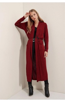 Onno Style Woman Spor Fitilli Triko Hırka Kırmızı Onno Style Woman Spor Fitilli Triko Hırka Kırmızı