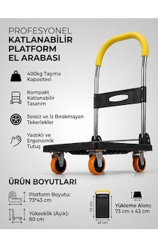 Tr Profesyonel Katlanabilir Platform El Arabası 400 Kg Kapasiteli Taşıma Arabası Döner Tekerlekli Tr Profesyonel Katlanabilir Platform El Arabası 400 Kg Kapasiteli Taşıma Arabası Döner Tekerlekli