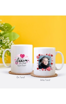 Kişiye Özel Fotoğraflı Benim Annem Bir Melek Tasarımlı Beyaz Kupa Kişiye Özel Fotoğraflı Benim Annem Bir Melek Tasarımlı Beyaz Kupa