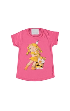 Liay Moda Kaplanlı Kız Baskılı Kız Çocuk Tişört Pembe Liay Moda Kaplanlı Kız Baskılı Kız Çocuk Tişört Pembe
