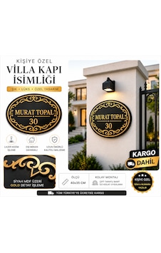 Kişiye Özel Villa Kapı İsimliği - Siyah Mdf Detaylı Dış Mekan Ev Numara Tabelası 40x35 Cm 6 Mm Kişiye Özel Villa Kapı İsimliği - Siyah Mdf Detaylı Dış Mekan Ev Numara Tabelası 40x35 Cm 6 Mm