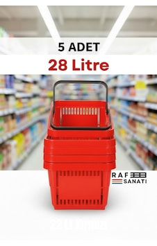 5 Adet 28 Litre Plastik Market Alışveriş Sepeti Saplı Dayanıklı Market Mağaza El Sepeti Kırmızı 5 Adet 28 Litre Plastik Market Alışveriş Sepeti Saplı Dayanıklı Market Mağaza El Sepeti Kırmızı