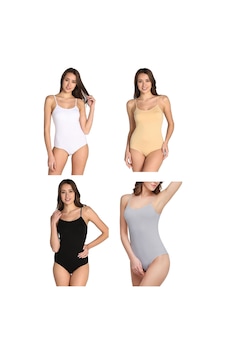 Tutku 4lü Kadın İp Askılı Battal Kancalı Çıt Çıtlı Body Büyük Beden Çok Renkli Tutku 4lü Kadın İp Askılı Battal Kancalı Çıt Çıtlı Body Büyük Beden Çok Renkli
