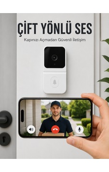 Lexroo Wi-fi Beyaz Görüntülü Kapı Zili Hd Kamera, Gece Görüşü Ve Lexroo Wi-fi Beyaz Görüntülü Kapı Zili Hd Kamera, Gece Görüşü Ve