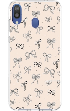 Samsung Galaxy M20 Uyumlu Siyah Fiyonk Desenli Krem Rengi Baskılı Silikon Kılıf Renkli Samsung Galaxy M20 Uyumlu Siyah Fiyonk Desenli Krem Rengi Baskılı Silikon Kılıf Renkli
