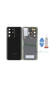 Samsung S20 Ultra Siyah Uyumlu Kamera Camlı Arka Cam Batarya Pil Kapağı Telefon Arka Kapak Samsung S20 Ultra Siyah Uyumlu Kamera Camlı Arka Cam Batarya Pil Kapağı Telefon Arka Kapak