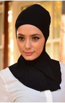 Bana lazım olan Boyunluklu Tesettür Bone Siyah Çok Renkli
