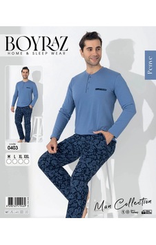 Boyraz 0403 Erkek Uzun Kol Pijama Takımı Mavi Boyraz 0403 Erkek Uzun Kol Pijama Takımı Mavi
