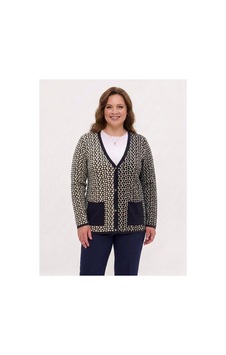 Onno Style Women Çelik Örgü Klasik Leopar Desen Triko Ceket Lacivert Onno Style Women Çelik Örgü Klasik Leopar Desen Triko Ceket Lacivert