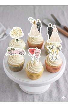 12 Li Gelin Damat Temalı Cupcake Süsü Kürdan Süsü Topper 12 Li Gelin Damat Temalı Cupcake Süsü Kürdan Süsü Topper