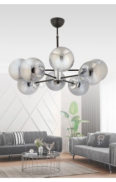 Madrid 8'li Füme Glob Camlı Modern Sarkıt Avize Oturma Odası Salon Antre Siyah Siyah Madrid 8'li Füme Glob Camlı Modern Sarkıt Avize Oturma Odası Salon Antre Siyah Siyah
