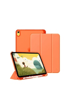 Apple iPad Uyumlu 11. A16 11inç/10. 10.9inç İle Uyumlu Kılıf Cover Kalem Bölmeli Pc Case Turuncu Sku: Zeusb0gh39bqp4 Arka Kapak
