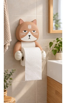 Huysuz Kedi Figürlü Tuvalet Kağıdı Tutucu Banyo Aksesuarı, Standı Model Çok Renkli Huysuz Kedi Figürlü Tuvalet Kağıdı Tutucu Banyo Aksesuarı, Standı Model Çok Renkli
