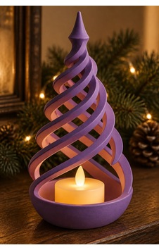 Minimalist Spiral Noel Ağacı Şeklinde Led Mum Tutucu Mor Minimalist Spiral Noel Ağacı Şeklinde Led Mum Tutucu Mor