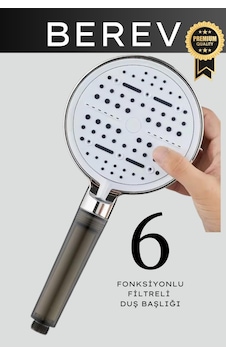 6 Fonksiyonlu Filtreli Krom Duş Başlığı Su Tasarruflu Basınçlı Kireç Klor Önleyici Krom 6 Fonksiyonlu Filtreli Krom Duş Başlığı Su Tasarruflu Basınçlı Kireç Klor Önleyici Krom