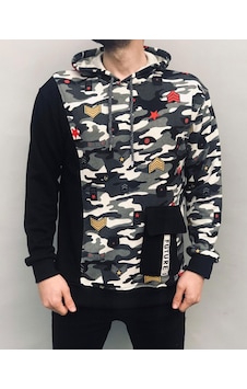 Insane Minds Parçalı kamuflaj desen kanguru cep kapşonlu sweatshirt Çok Renkli Insane Minds Parçalı kamuflaj desen kanguru cep kapşonlu sweatshirt Çok Renkli