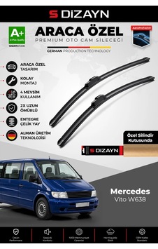 S-dizayn Mercedes Vito W638 Ön Cam Silecek Seti 1996-2003 Premium Araca Özel 65-55 Cm A+ Kalite Aocs