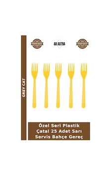 Özel Seri Plastik Çatal 25 Adet Sarı Servis Bahçe Gereç