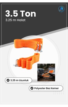 Oto Çekme Halatı Bez Kemer 3.5 Ton 3.25 M Polyester Yol Yardım Ku