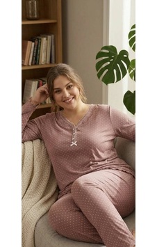 Miss Melina Büyük Beden % 100 Pamuk Uzun Kol Kadın Pijama Takımı Pudra - 9039987160224 Miss Melina Büyük Beden % 100 Pamuk Uzun Kol Kadın Pijama Takımı Pudra - 9039987160224