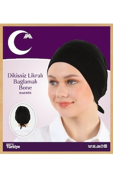 Dikişsiz Likralı Bağlamalı Bone Siyah