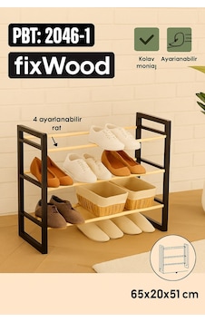 Fixwood Ahşap Ayakkabılık 65x51x20 Bej