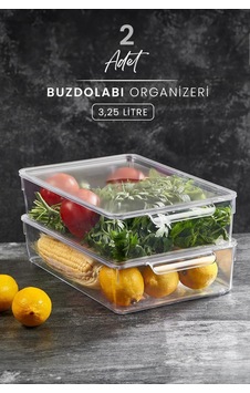 Kitchen Life Hava Almaz Kapaklı Buzdolabı İçi Düzenleyici 2'li 3.25 L Kitchen Life Hava Almaz Kapaklı Buzdolabı İçi Düzenleyici 2'li 3.25 L