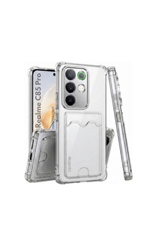 Realme C85 Pro 4g Uyumlu Kartlıklı Kılıf Köşe Korumalı Cüzdanlı Esnek Silikon Kapak - Şeffaf Realme C85 Pro 4g Uyumlu Kartlıklı Kılıf Köşe Korumalı Cüzdanlı Esnek Silikon Kapak - Şeffaf
