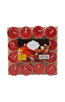 Lunaev 16 Parça Kırmızı Tea Light Yuvarlak Mum 1 Kg
