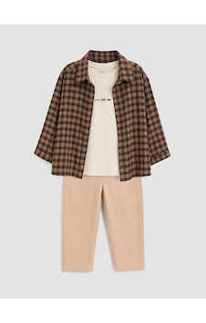 LC Waikiki Lcw Baby Kahverengi Kareli Erkek Bebek Gabardin Takım LC Waikiki Lcw Baby Kahverengi Kareli Erkek Bebek Gabardin Takım