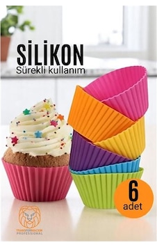 Silikon Muffin Kalıbı - Sürekli Kullanım Muffin Kek Kalıbı 6 Adet
