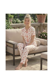 Eyfuze Kadın Baskılı Fiyonk Detaylı Raporlu Kaşkorse Kısa Kollu Pijama Takımı Beyaz-3 Eyfuze Kadın Baskılı Fiyonk Detaylı Raporlu Kaşkorse Kısa Kollu Pijama Takımı Beyaz-3
