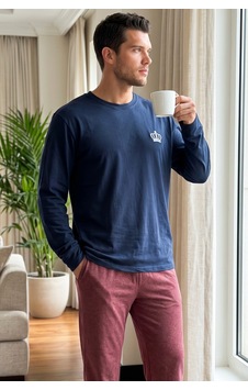 Siyah İnci Nakışlı Pamuklu Likralı Örme Pijama Takım 26241801 Lacivert Siyah İnci Nakışlı Pamuklu Likralı Örme Pijama Takım 26241801 Lacivert