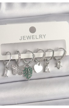 Pirinç Gümüş Renk Zirkon Taşlı Çoklu Figür Kadın Küpe Seti Altın 08293050 Pirinç Gümüş Renk Zirkon Taşlı Çoklu Figür Kadın Küpe Seti Altın 08293050