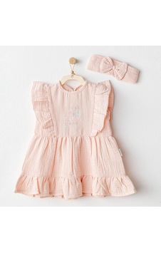AndyWawa Kız Bebek Elbise Takim Dress Band Set Love Family Muslin Ac25521 SOMON AndyWawa Kız Bebek Elbise Takim Dress Band Set Love Family Muslin Ac25521 SOMON