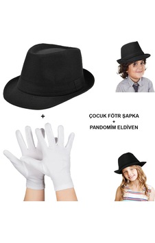 Çocuk - 946 - Sahne Performans Seti Gösteri Fötr Şapka - Shopgpt - Ve Eldiven