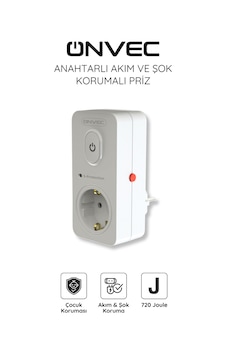 Onvec Basic Anahtarlı Akım Ve Şok Korumalı Priz 720 Joule Yok