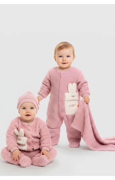 Beyaz Bebek Welsoft Tulum, Battaniye Ve 2'li Kız Bebek Takım Pudra Beyaz Bebek Welsoft Tulum, Battaniye Ve 2'li Kız Bebek Takım Pudra