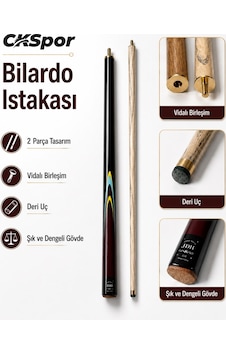 Ckspor Bilardo Istakası 2 Parça Vidalı Birleşim Deri Uçlu Şık Dengeli Ahşap Bilardo Sopası Ckspor Bilardo Istakası 2 Parça Vidalı Birleşim Deri Uçlu Şık Dengeli Ahşap Bilardo Sopası