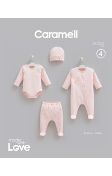 Caramell Love Bunny Tulumlu 4'lü Set Pembe renkli Caramell Love Bunny Tulumlu 4'lü Set Pembe renkli