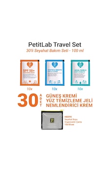 Petitlab Travel Set 30'lu Şase Bakım Seti Organizatör Çanta Hediyeli Şeffaf