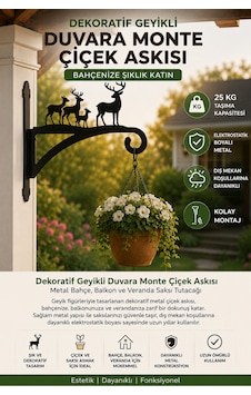 Dekoratif Geyikli Duvara Monte Çiçek Askısı-dış Mekan Askı-bahçe Saksı Tutacağı Siyah Dekoratif Geyikli Duvara Monte Çiçek Askısı-dış Mekan Askı-bahçe Saksı Tutacağı Siyah