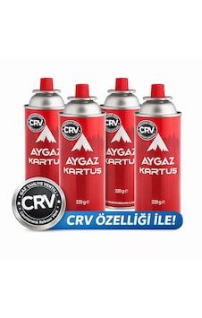 Bütan Kamp Gaz Kartuşu Seti - Valfli - 4 Adet Çok Renkli