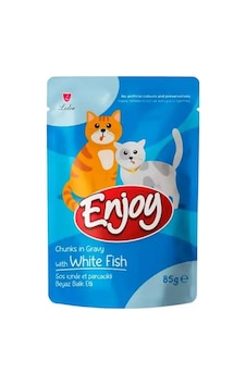 Enjoy Pouch Sos İçinde Et Parçacıklı Beyaz Balıklı Yetişkin Kedi Konservesi 85 Gr Enjoy Pouch Sos İçinde Et Parçacıklı Beyaz Balıklı Yetişkin Kedi Konservesi 85 Gr