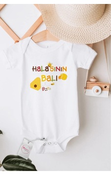 Hediyenza Halasının Balı Özel Tasarım Bebek Zıbın Pamuklu Çıtçıtlı Body Beyaz Hediyenza Halasının Balı Özel Tasarım Bebek Zıbın Pamuklu Çıtçıtlı Body Beyaz