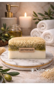 %100 Doğal Kabak Lifli Sabun - Zeytin Yağlı & Keçi Sütü - 100 Gr Diğer