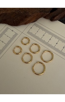 316 L Çerrahi Çelik 6 Lı Halka Küpe Seti Gold Renk Halka Küpe Çelik Küpe 8,10,12 Mm