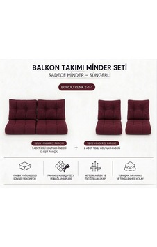 2-1-1 Fermuarlı Balkon Minderi-leke Tutmaz - İçidolu Minder Bordo 2-1-1 Fermuarlı Balkon Minderi-leke Tutmaz - İçidolu Minder Bordo