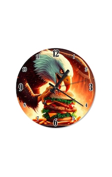 Kara Kartal Hamburger Avı Akarlı Duvar Saati Ahşap Kara Kartal Hamburger Avı Akarlı Duvar Saati Ahşap